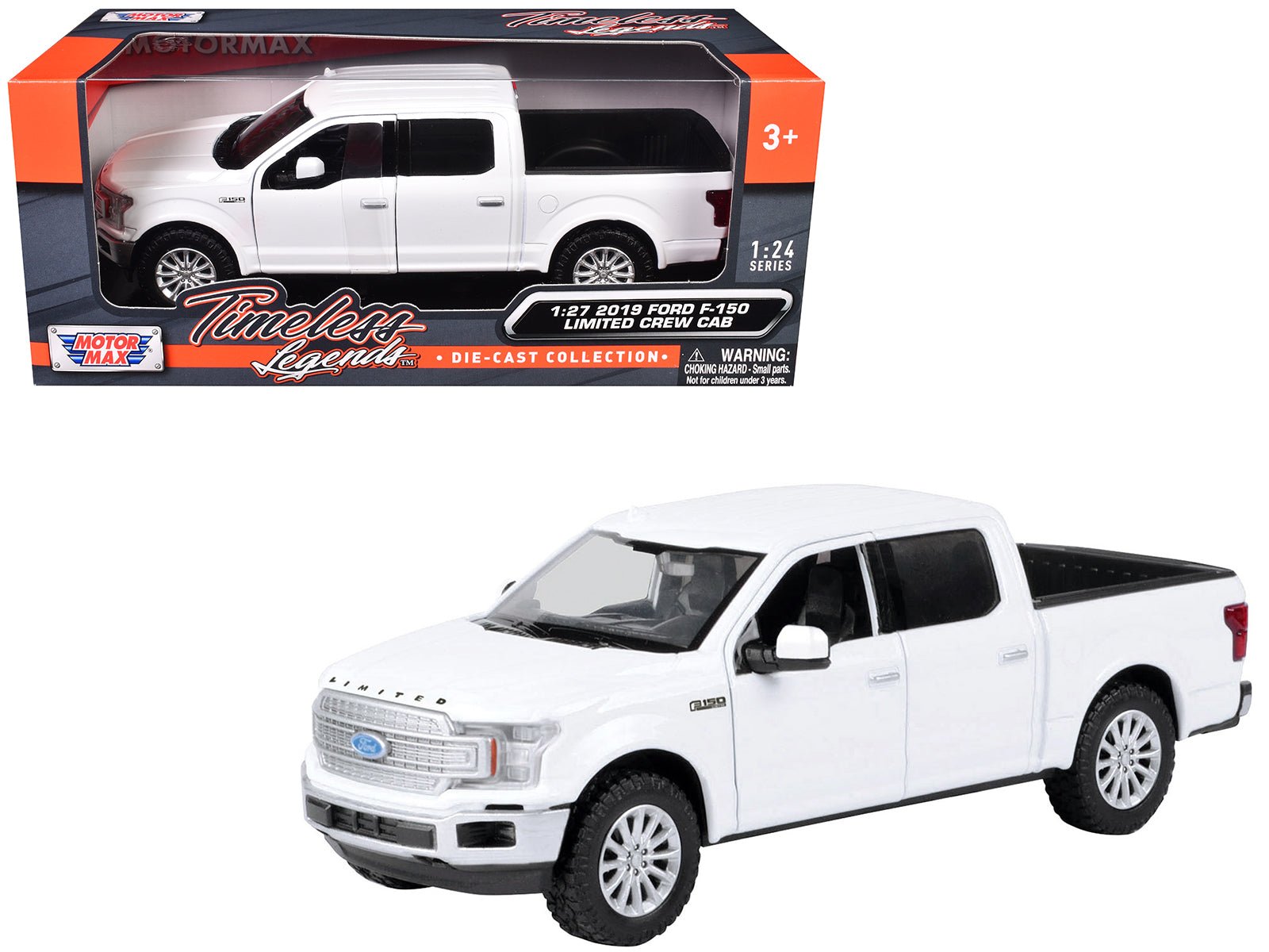 2019 Ford F - 150 Limited Crew Cab Pickup Truck White 1/27 Diecast Model Car by Motormax free shipping USA - Rapid Vehicles