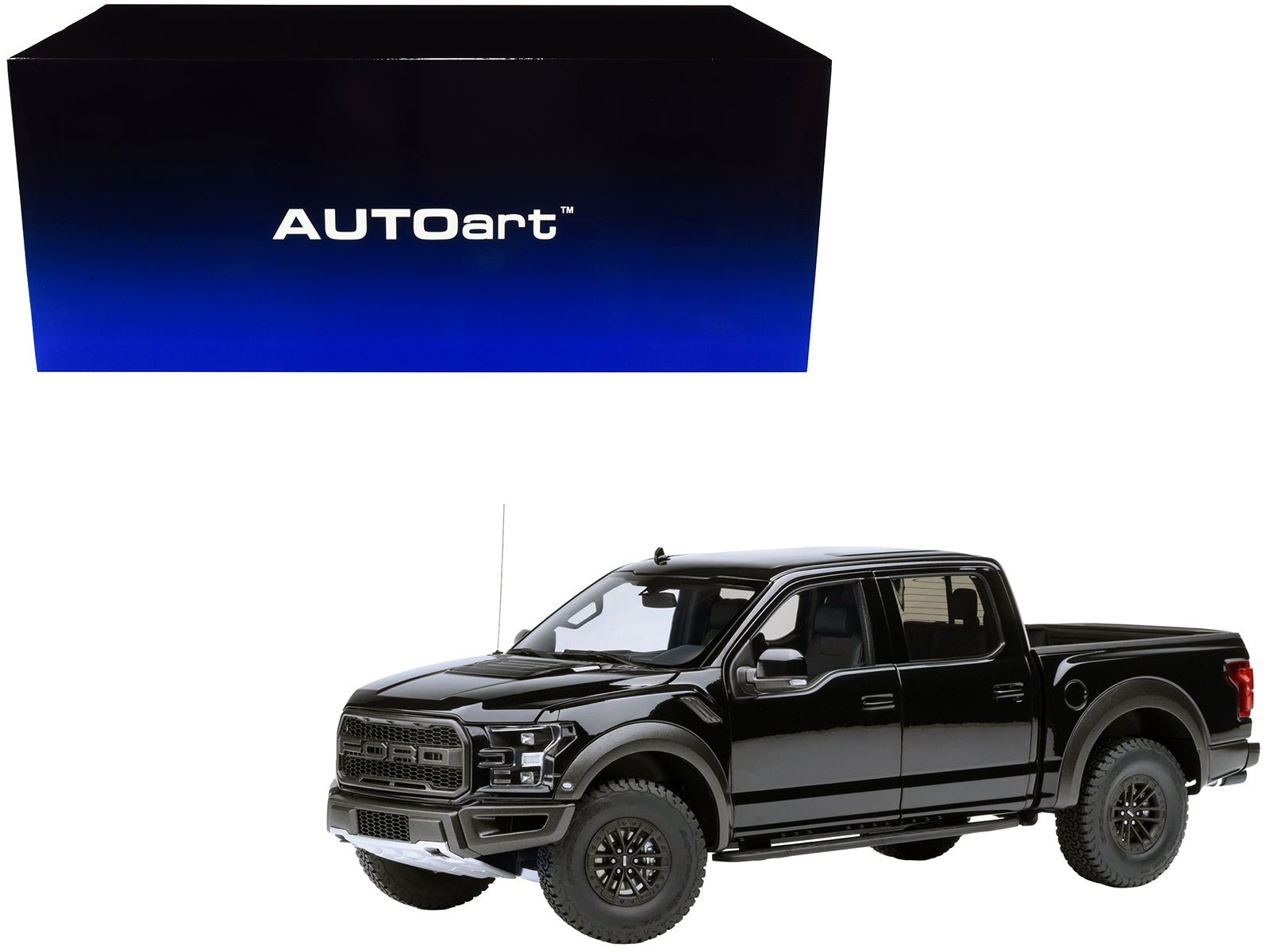 2019 Ford F - 150 Raptor Pickup Truck Agate Black 1/18 Model Car by Autoart free shipping USA - Rapid Vehicles
