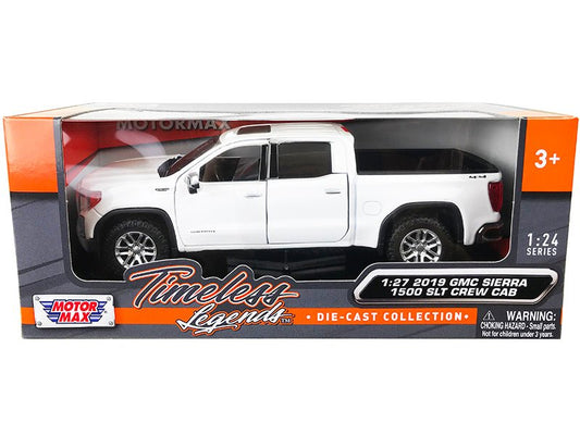 2019 GMC Sierra 1500 SLT Crew Cab 4x4 Pickup Truck with Sunroof White "Timeless Legends" Series 1/24 - 1/27 Diecast Model Car by Motormax free shipping USA - Rapid Vehicles