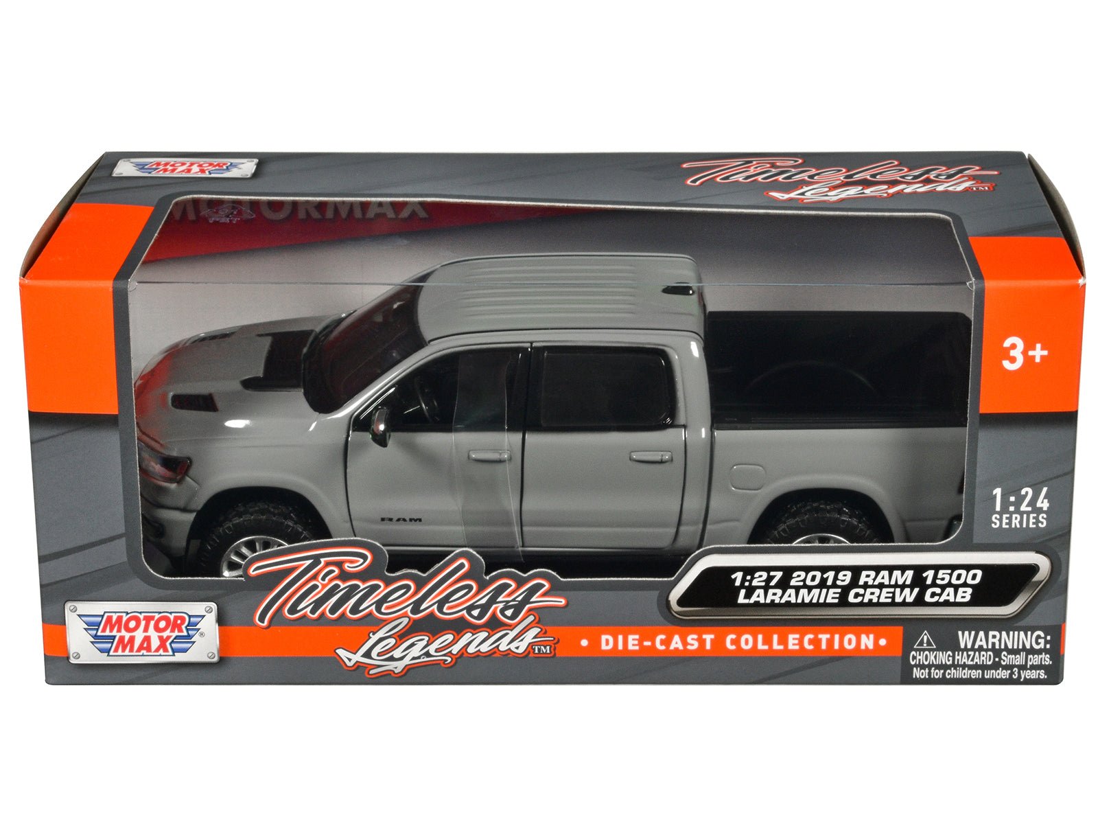 2019 RAM 1500 Laramie Crew Cab Pickup Truck Gray "Timeless Legends" Series 1/27 Diecast Model Car by Motormax free shipping USA - Rapid Vehicles