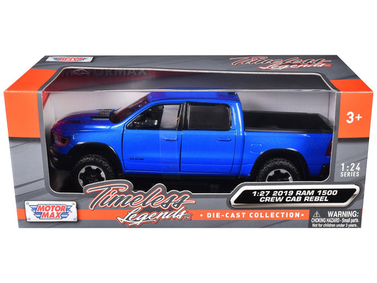 2019 RAM Rebel 1500 Crew Cab Pickup Truck Blue Metallic "American Classics" Series 1/24 - 1/27 Diecast Model Car by Motormax free shipping USA - Rapid Vehicles