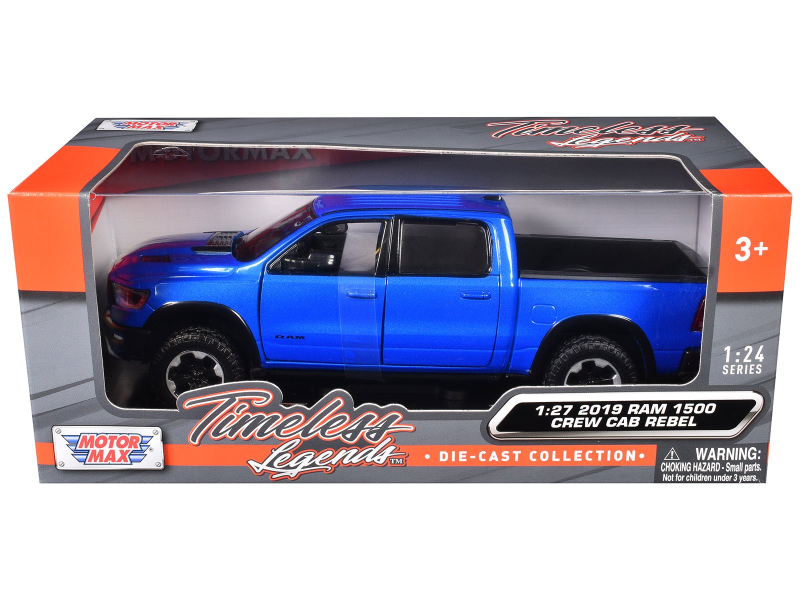 2019 RAM Rebel 1500 Crew Cab Pickup Truck Blue Metallic "American Classics" Series 1/24 - 1/27 Diecast Model Car by Motormax free shipping USA - Rapid Vehicles