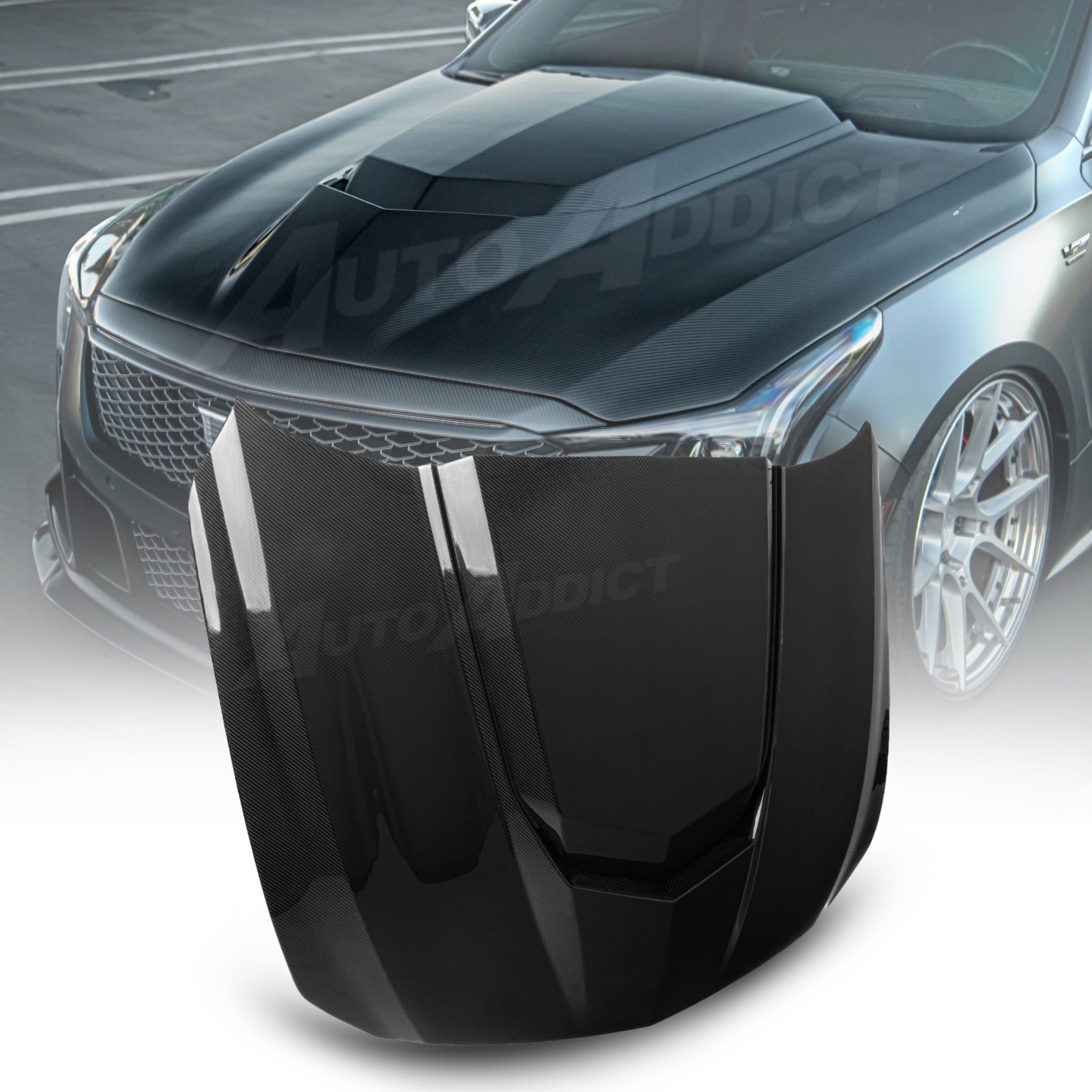 2020-2026 Cadillac CT5/V-Blackwing Heritage Spec Pre-Preg V-Shaped Double Sided Carbon Fiber Hood - Rapid Vehicles