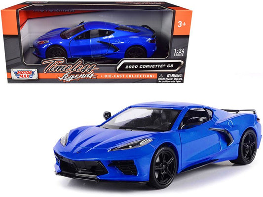 2020 Chevrolet Corvette C8 Stingray Blue Metallic "Timeless Legends" 1/24 Diecast Model Car by Motormax free shipping USA - Rapid Vehicles