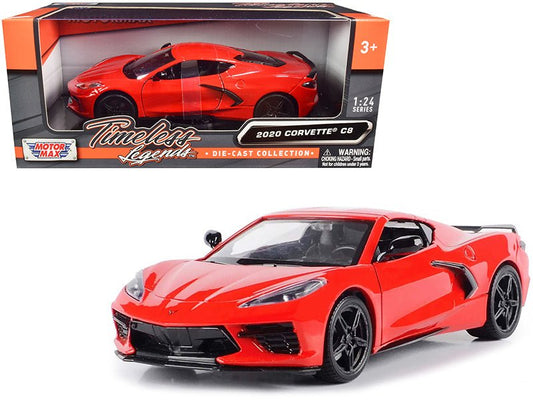 2020 Chevrolet Corvette C8 Stingray Red "Timeless Legends" 1/24 Diecast Model Car by Motormax free shipping USA - Rapid Vehicles