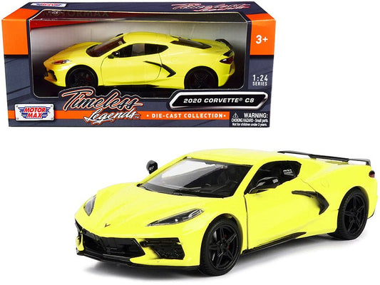 2020 Chevrolet Corvette C8 Stingray Yellow "Timeless Legends" 1/24 Diecast Model Car by Motormax free shipping USA - Rapid Vehicles