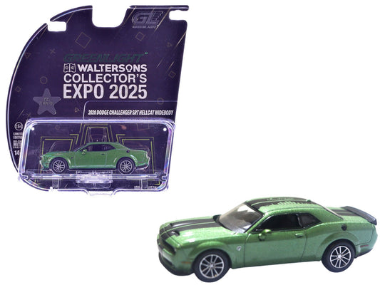 2020 Dodge Challenger SRT Hellcat Widebody F8 Green Metallic with Black Indiana Stripes "2025 Greenlight Waltersons Collector's Expo Exclusive" 1/64 Diecast Model Car by Greenlight free shipping USA - Rapid Vehicles