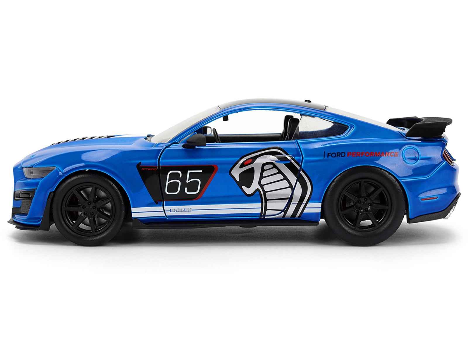 2020 Ford Mustang Shelby GT500 65 "Ford Performance" Blue with Black Top and White Stripes "Bigtime Muscle" Series 1/24 Diecast Model Car by Jada - Rapid Vehicles