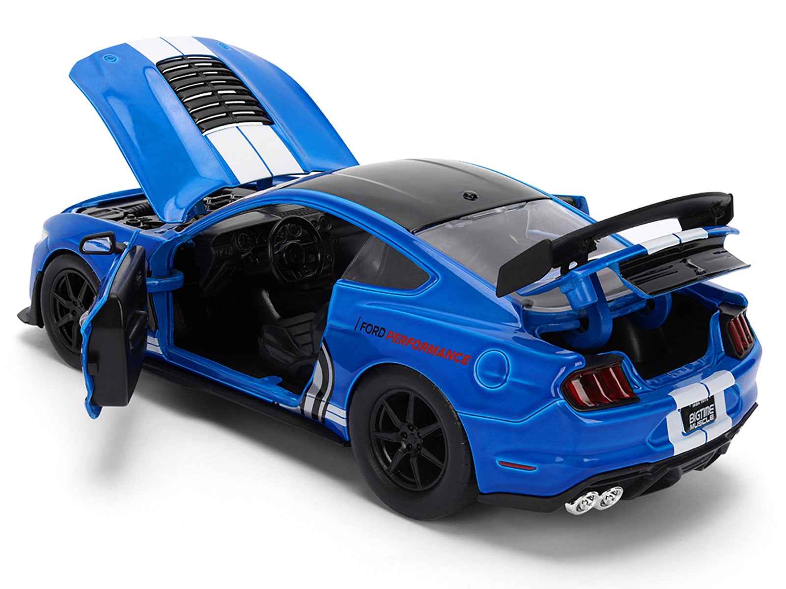 2020 Ford Mustang Shelby GT500 65 "Ford Performance" Blue with Black Top and White Stripes "Bigtime Muscle" Series 1/24 Diecast Model Car by Jada - Rapid Vehicles