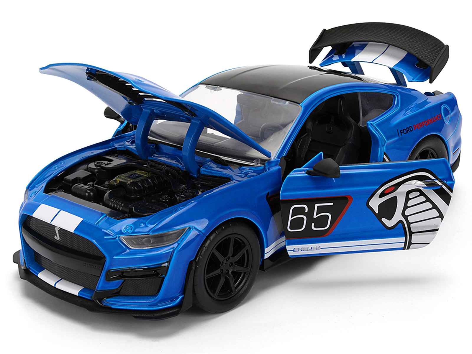 2020 Ford Mustang Shelby GT500 65 "Ford Performance" Blue with Black Top and White Stripes "Bigtime Muscle" Series 1/24 Diecast Model Car by Jada - Rapid Vehicles