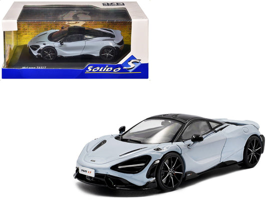 2020 McLaren 765LT Ceramic Gray with Black Top 1/43 Diecast Model Car by Solido free shipping USA - Rapid Vehicles