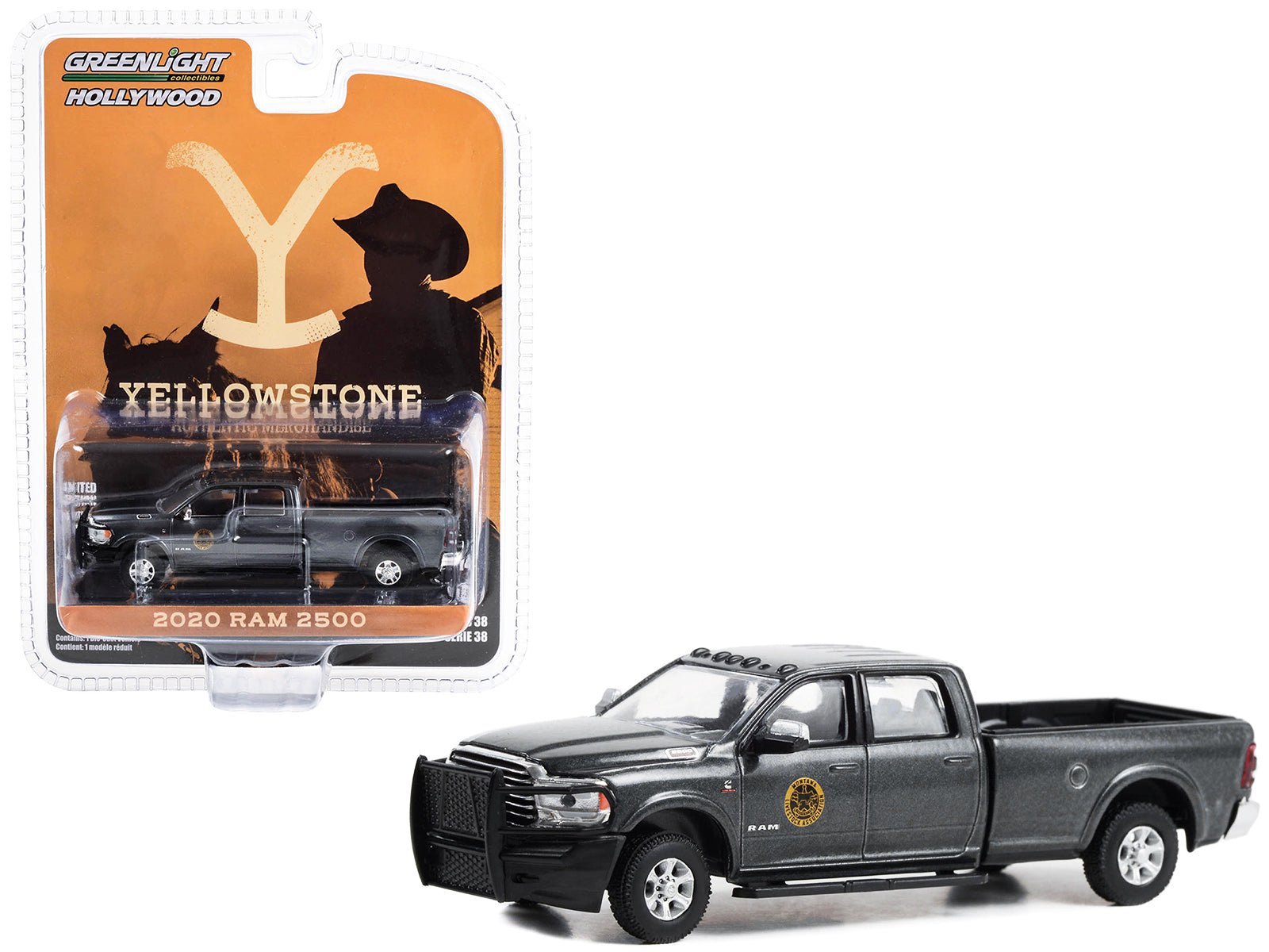 2020 Ram 2500 Pickup Truck Dark Gray Metallic "Montana Livestock Association" "Yellowstone" (2018 - Current) TV Series "Hollywood Series" Release 39 1/64 Diecast Model Car by Greenlight free shipping USA - Rapid Vehicles