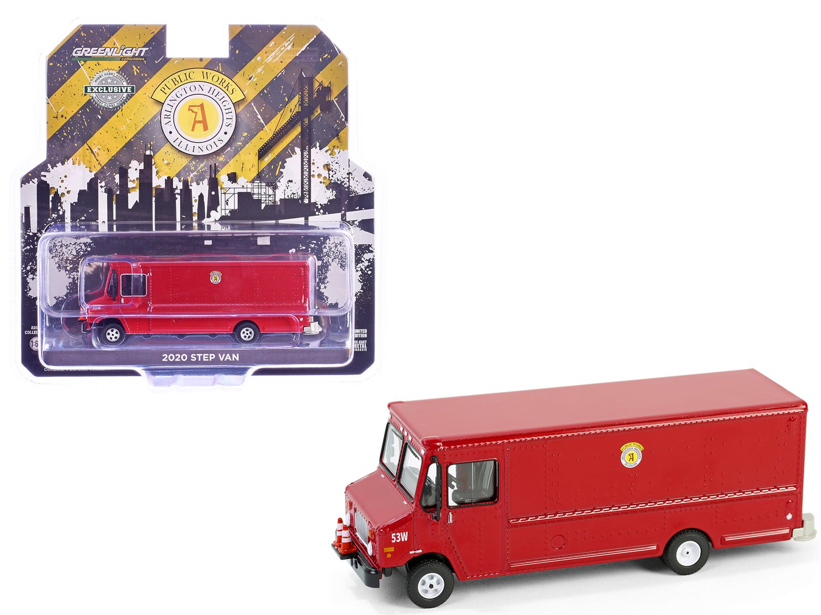 2020 Step Van with Traffic Cone Mounts "Village of Arlington Heights Public Works" Red "Hobby Exclusive" Series 1/64 Diecast Model Car by Greenlight free shipping USA - Rapid Vehicles