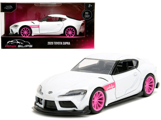 2020 Toyota Supra White Metallic with Pink Wheels "Pink Slips" Series 1/32 Diecast Model Car by Jada free shipping USA - Rapid Vehicles