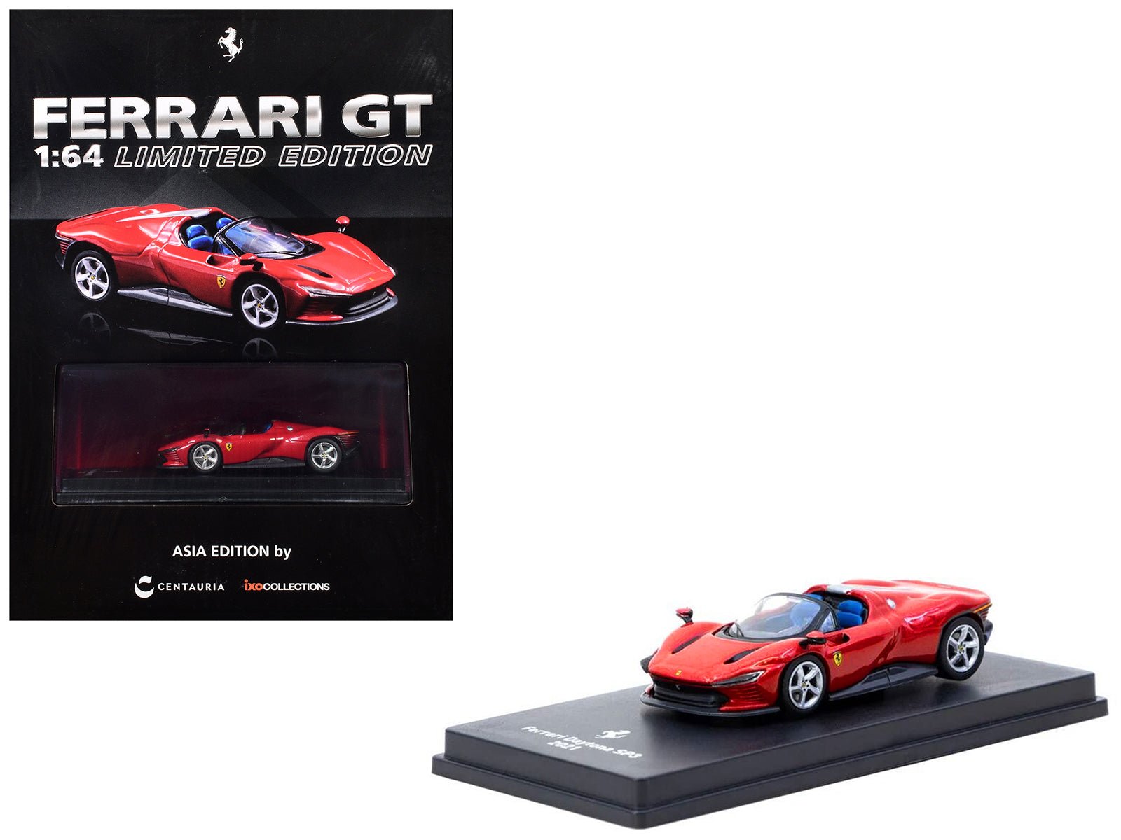2021 Ferrari Daytona SP3 Red Metallic with Booklet 1/64 Diecast Model Car by Centauria free shipping USA - Rapid Vehicles