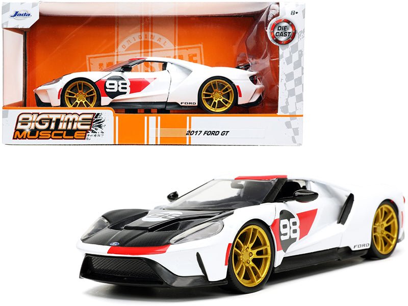 2021 Ford Gt 98 White "Heritage Edition" "Bigtime Muscle" Series 1/24 Diecast Model Car by Jada free shipping USA - Rapid Vehicles