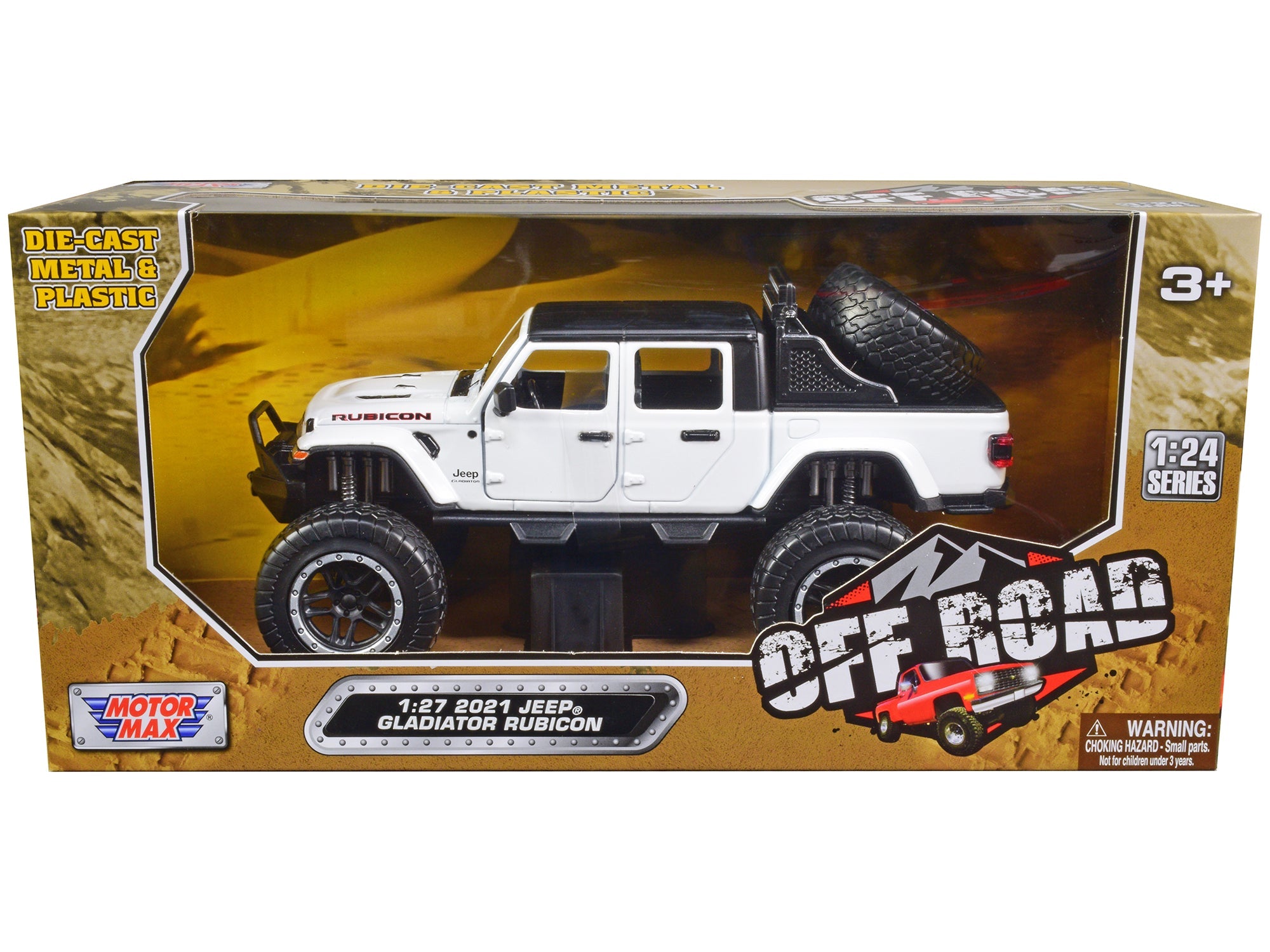 2021 Jeep Gladiator Rubicon Off - Road Pickup Truck White with Black Top "Off Road" Series 1/27 Diecast Model Car by Motormax free shipping USA - Rapid Vehicles