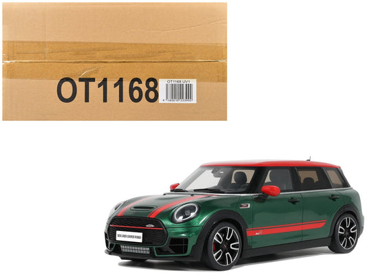 2021 Mini Clubman (F54) JCW British Green Metallic with Red Top and Stripes Limited Edition to 999 pieces Worldwide 1/18 Model Car by Otto Mobile free shipping USA - Rapid Vehicles