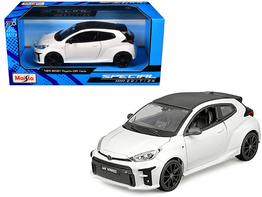 2021 Toyota GR Yaris White with Carbon Top "Special Edition" Series 1/24 Diecast Model Car by Maisto free shipping USA - Rapid Vehicles