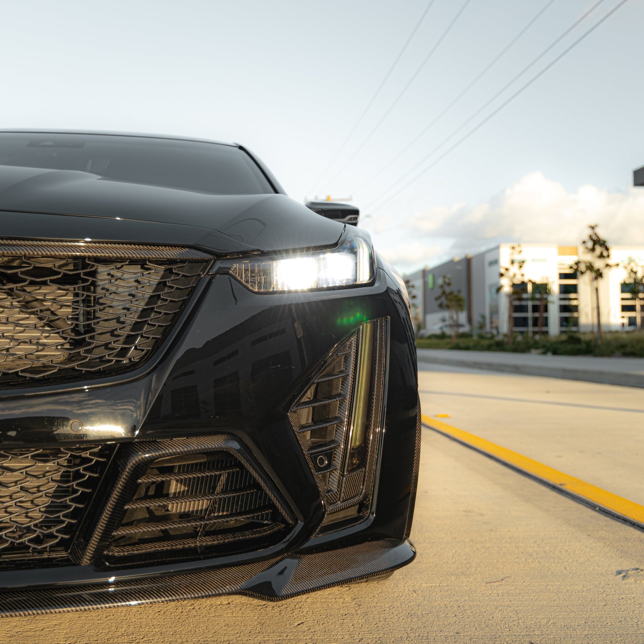 2022-2026 Cadillac CT5-V Blackwing Gloss Carbon Fiber Front Chin Splitter - Rapid Vehicles