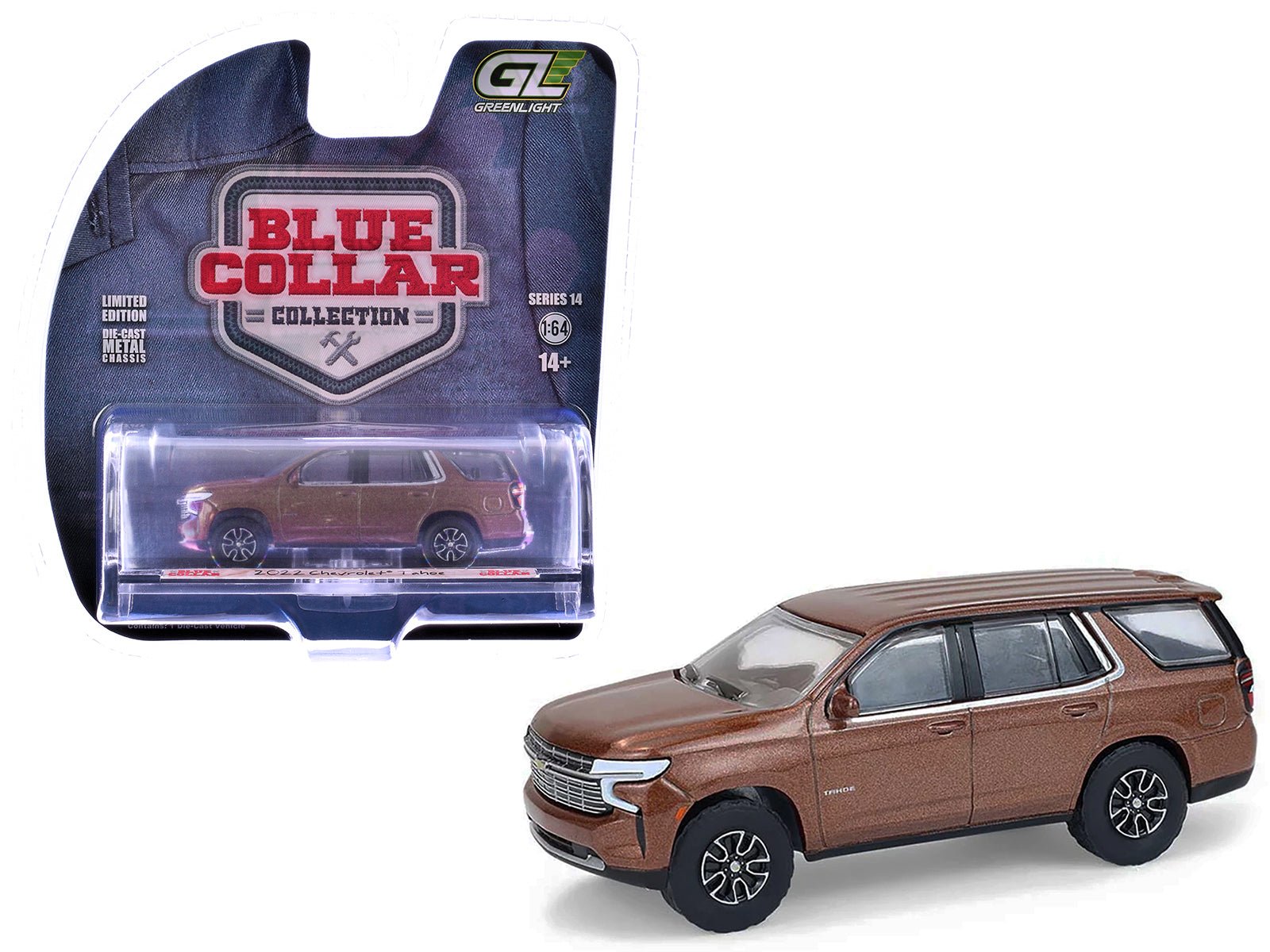 2022 Chevrolet Tahoe Auburn Metallic "Blue Collar Collection" Series 14 1/64 Diecast Model Car by Greenlight free shipping USA - Rapid Vehicles