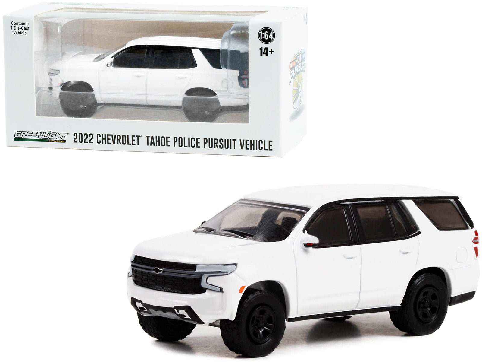 2022 Chevrolet Tahoe Police Pursuit Vehicle (PPV) White "Hot Pursuit" "Hobby Exclusive" Series 1/64 Diecast Model Car by Greenlight free shipping USA - Rapid Vehicles
