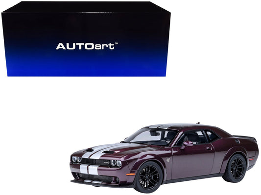 2022 Dodge Challenger SRT Jailbreak Hellraisin Purple with White Stripes 1/18 Model Car by Autoart free shipping USA - Rapid Vehicles