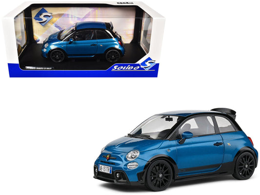2022 Fiat 695 Abarth "Tributo 131 Rally" Podium Blue Metallic with Black Side Stripes 1/18 Diecast Model Car by Solido free shipping USA - Rapid Vehicles
