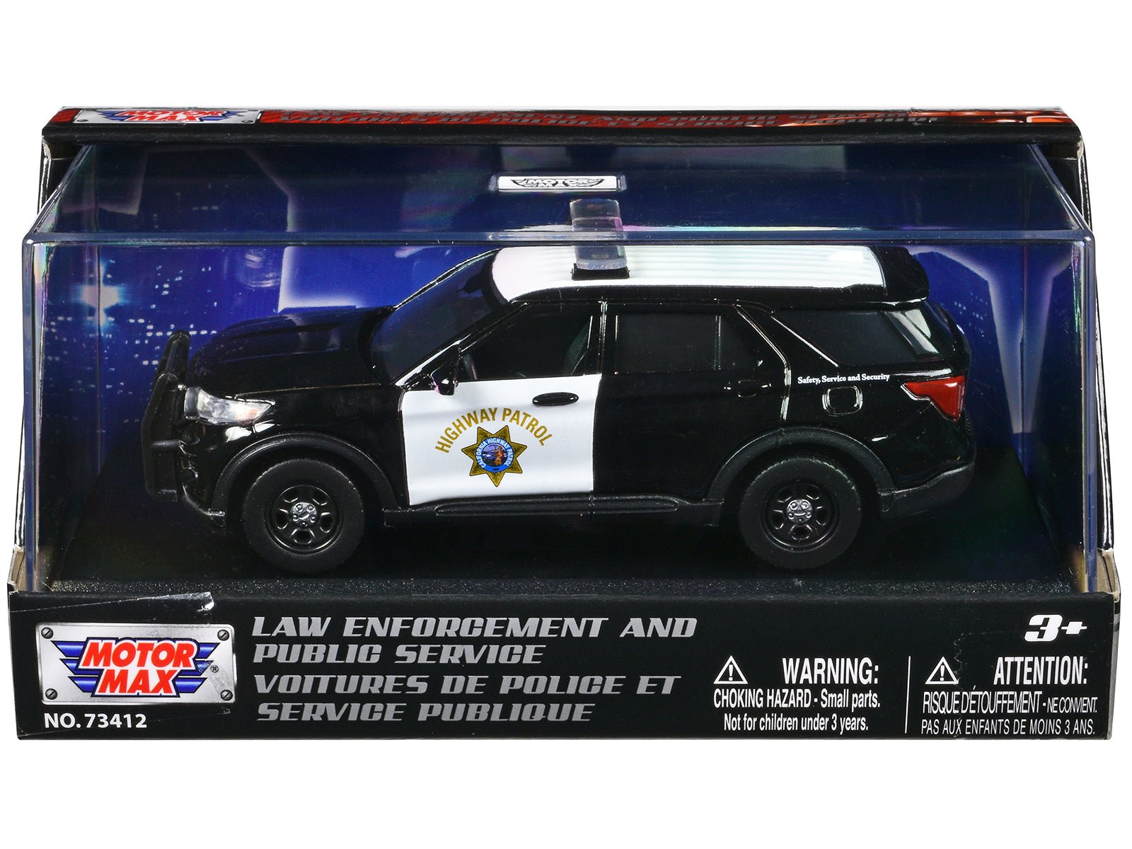 2022 Ford Police Interceptor Utility "California Highway Patrol" Black and White "Law Enforcement and Public Service" Series 1/43 Diecast Model Car by Motormax free shipping USA - Rapid Vehicles