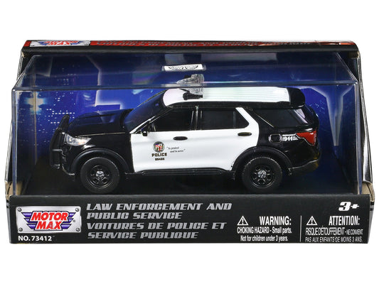 2022 Ford Police Interceptor Utility "LAPD (Los Angeles Police Department)" Black and White "Law Enforcement and Public Service" Series 1/43 Diecast Model Car by Motormax free shipping USA - Rapid Vehicles