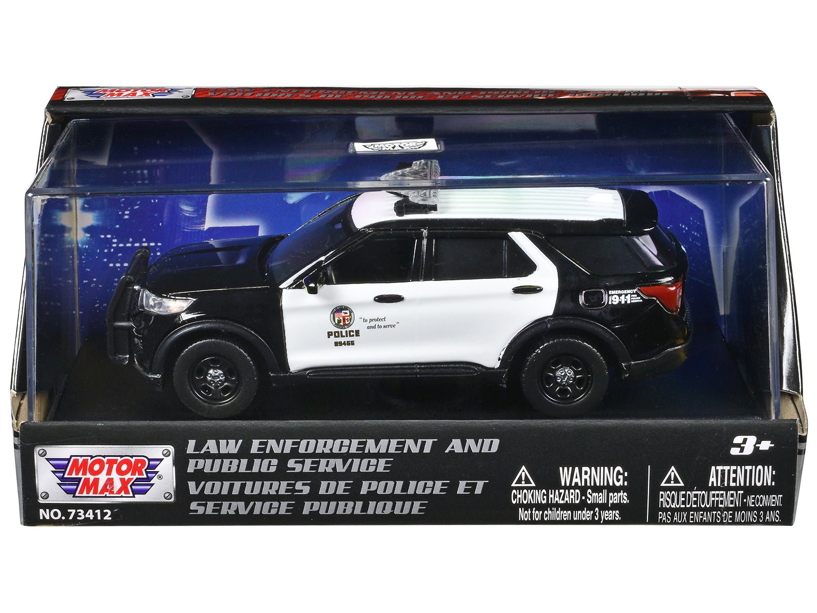 2022 Ford Police Interceptor Utility "LAPD (Los Angeles Police Department)" Black and White "Law Enforcement and Public Service" Series 1/43 Diecast Model Car by Motormax free shipping USA - Rapid Vehicles