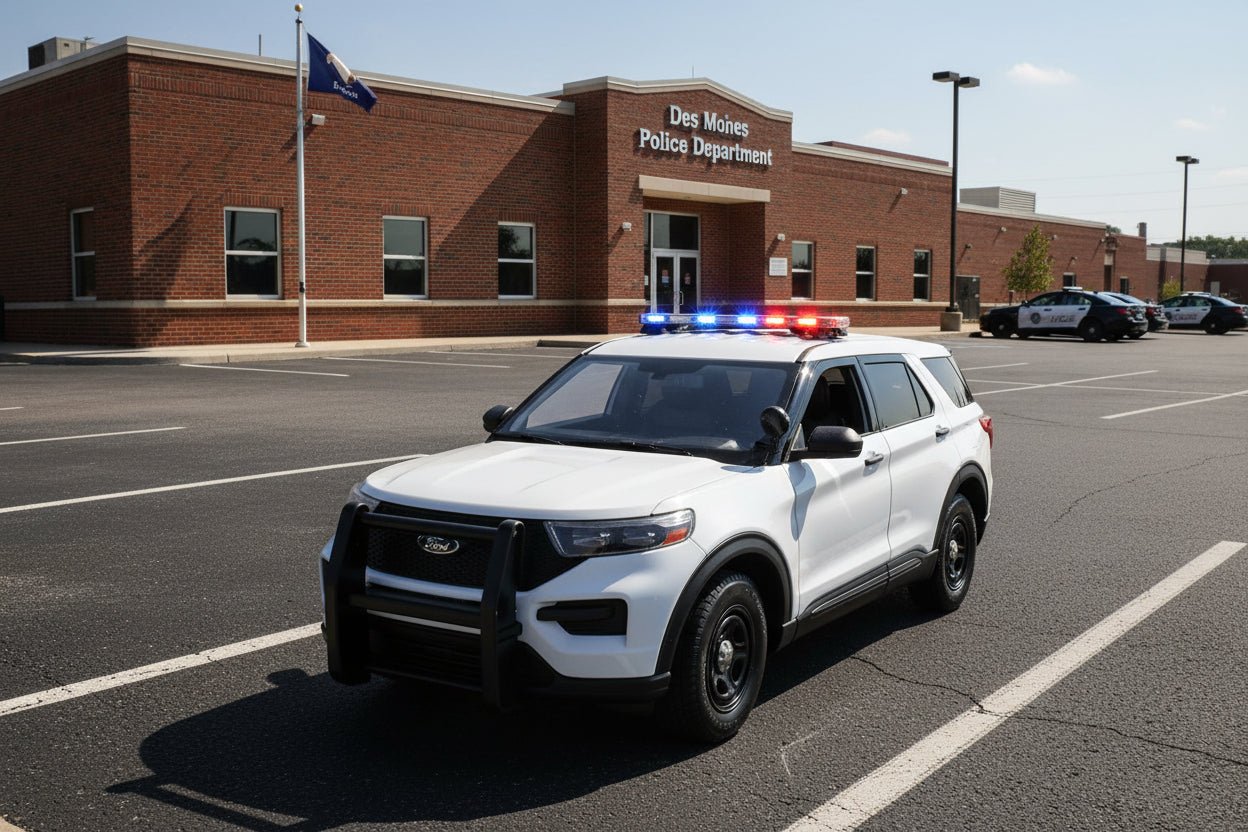 2022 Ford Police Interceptor Utility Plain White "Builder's Kit" with Flashing Light Bar and Front and Rear Lights and Sounds 1/24 Diecast Model Car by Motormax free shipping USA - Rapid Vehicles
