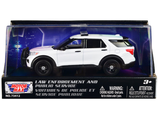 2022 Ford Police Interceptor Utility Plain White "Law Enforcement and Public Service" Series 1/43 Diecast Model Car by Motormax free shipping USA - Rapid Vehicles