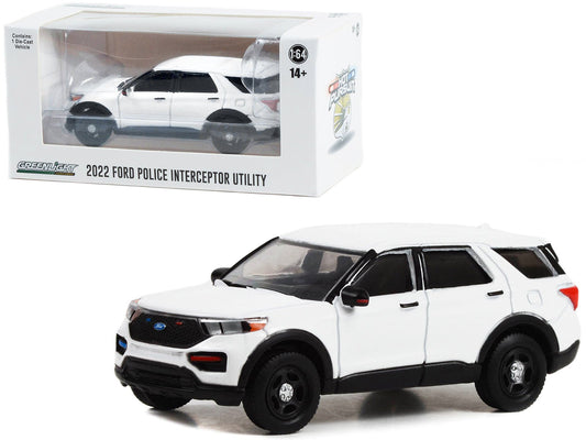 2022 Ford Police Interceptor Utility White "Hot Pursuit" "Hobby Exclusive" Series 1/64 Diecast Model Car by Greenlight free shipping USA - Rapid Vehicles