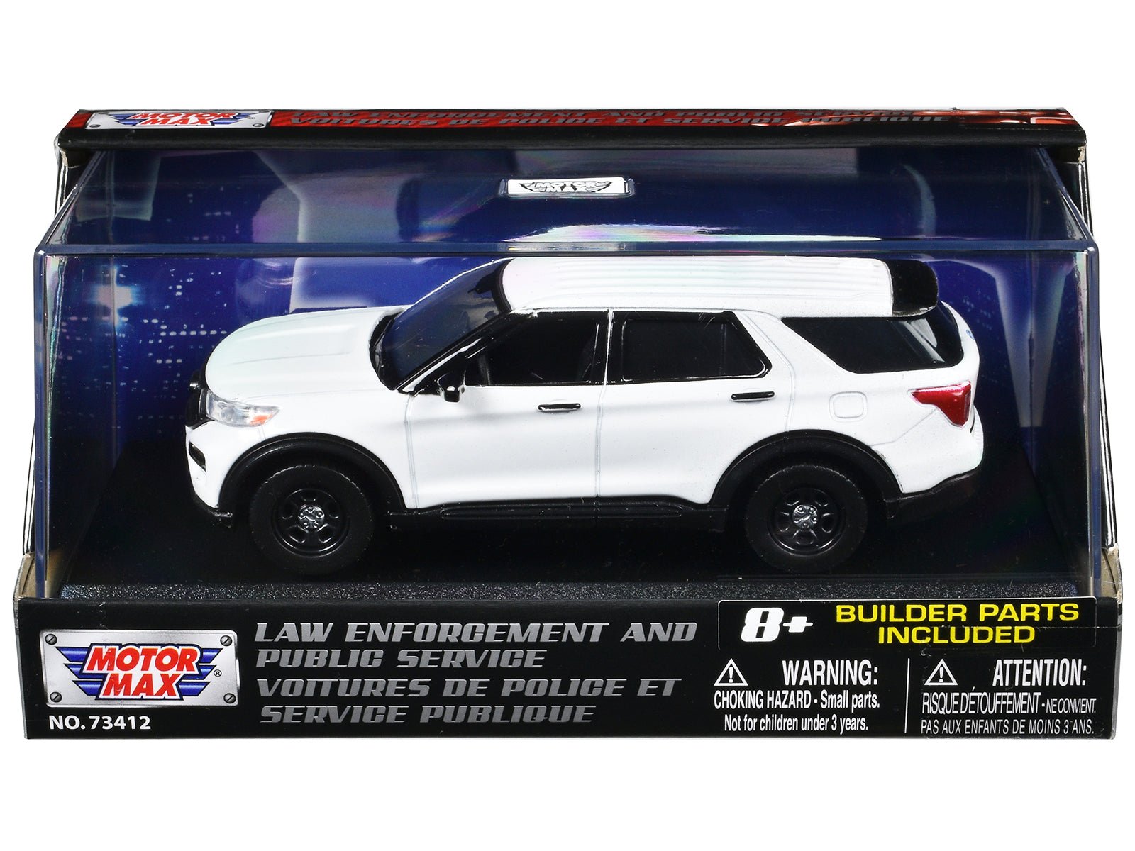 2022 Ford Police Interceptor Utility White Unmarked "Custom Builder's Kit" "Law Enforcement and Public Service" Series 1/43 Diecast Model Car by Motormax free shipping USA - Rapid Vehicles