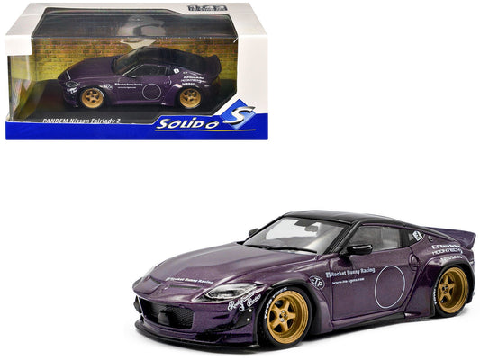 2022 Nissan Pandem Fairlady Z RHD (Right Hand Drive) Purple Metallic with Black Top 1/43 Diecast Model Car by Solido free shipping USA - Rapid Vehicles