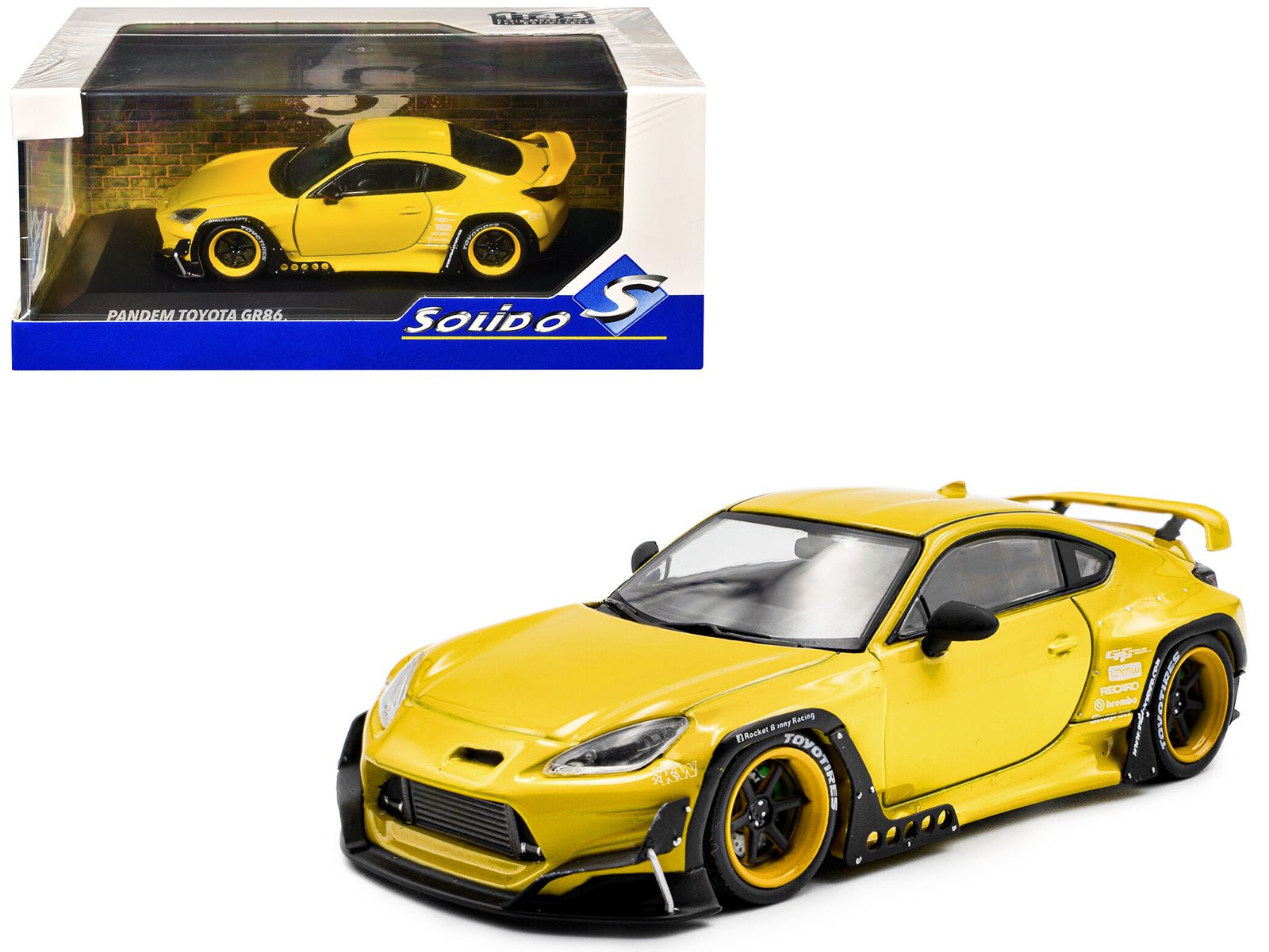 2022 Toyota Pandem GR86 Yellow 1/43 Diecast Model Car by Solido free shipping USA - Rapid Vehicles