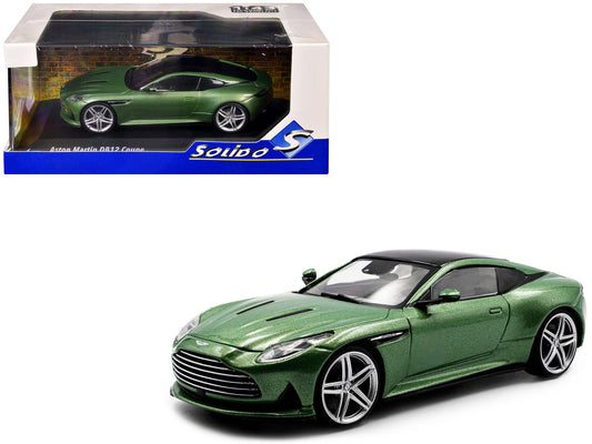 2023 Aston Martin DB12 Coupe Iridescent Emerald Metallic with Black Top 1/43 Diecast Model Car by Solido free shipping USA - Rapid Vehicles