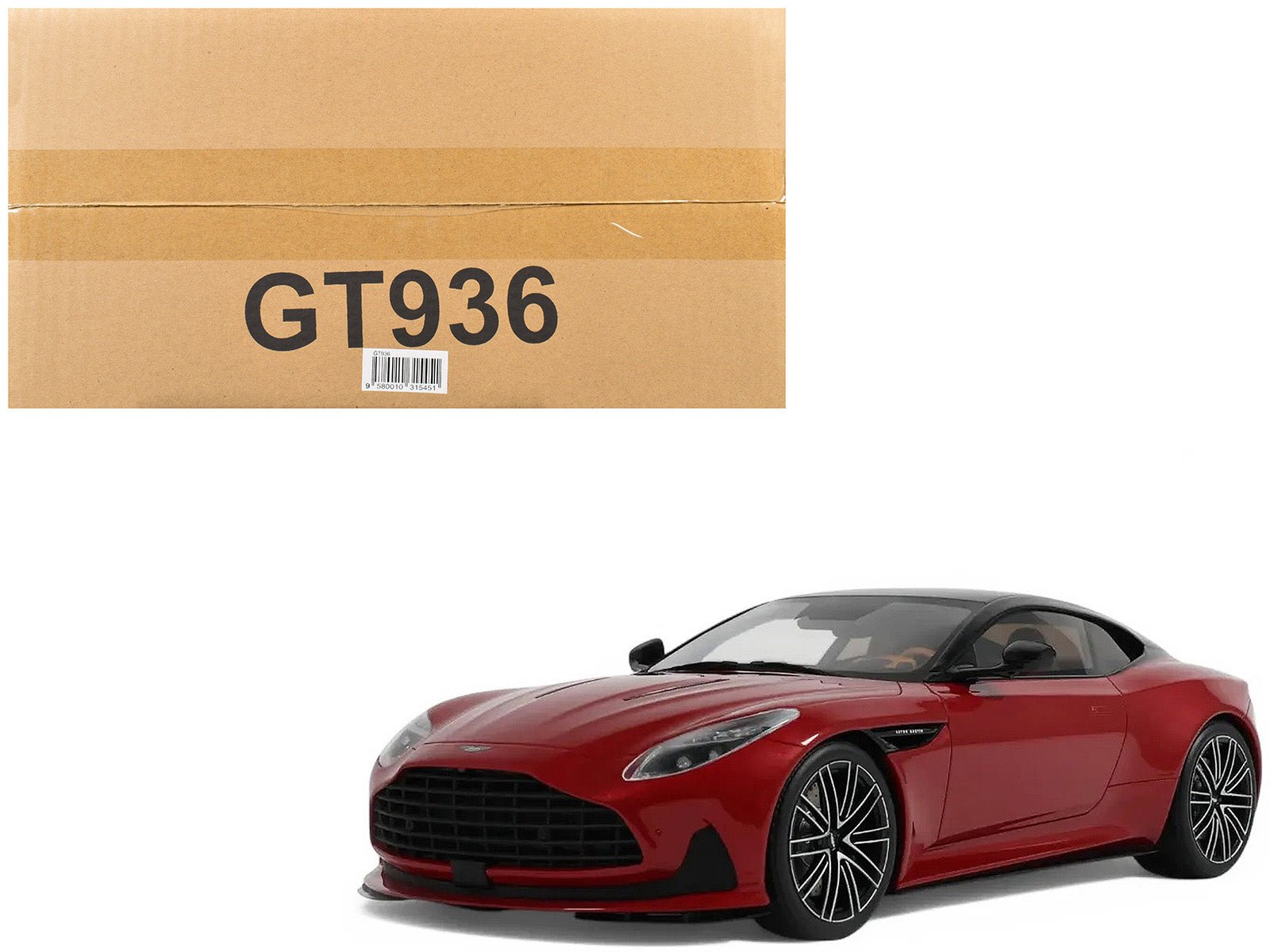 2023 Aston Martin DB12 Hyper Red with Black Top 1/18 Model Car by GT Spirit free shipping USA - Rapid Vehicles