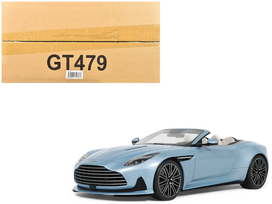 2023 Aston Martin DB12 Volante Caribbean Blue Pearl with White Interior 1/18 Model Car by GT Spirit free shipping USA - Rapid Vehicles