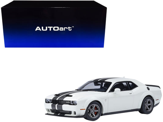 2023 Dodge Challenger SRT Super Stock Knuckle White with Carbon Stripes 1/18 Model Car by Autoart free shipping USA - Rapid Vehicles