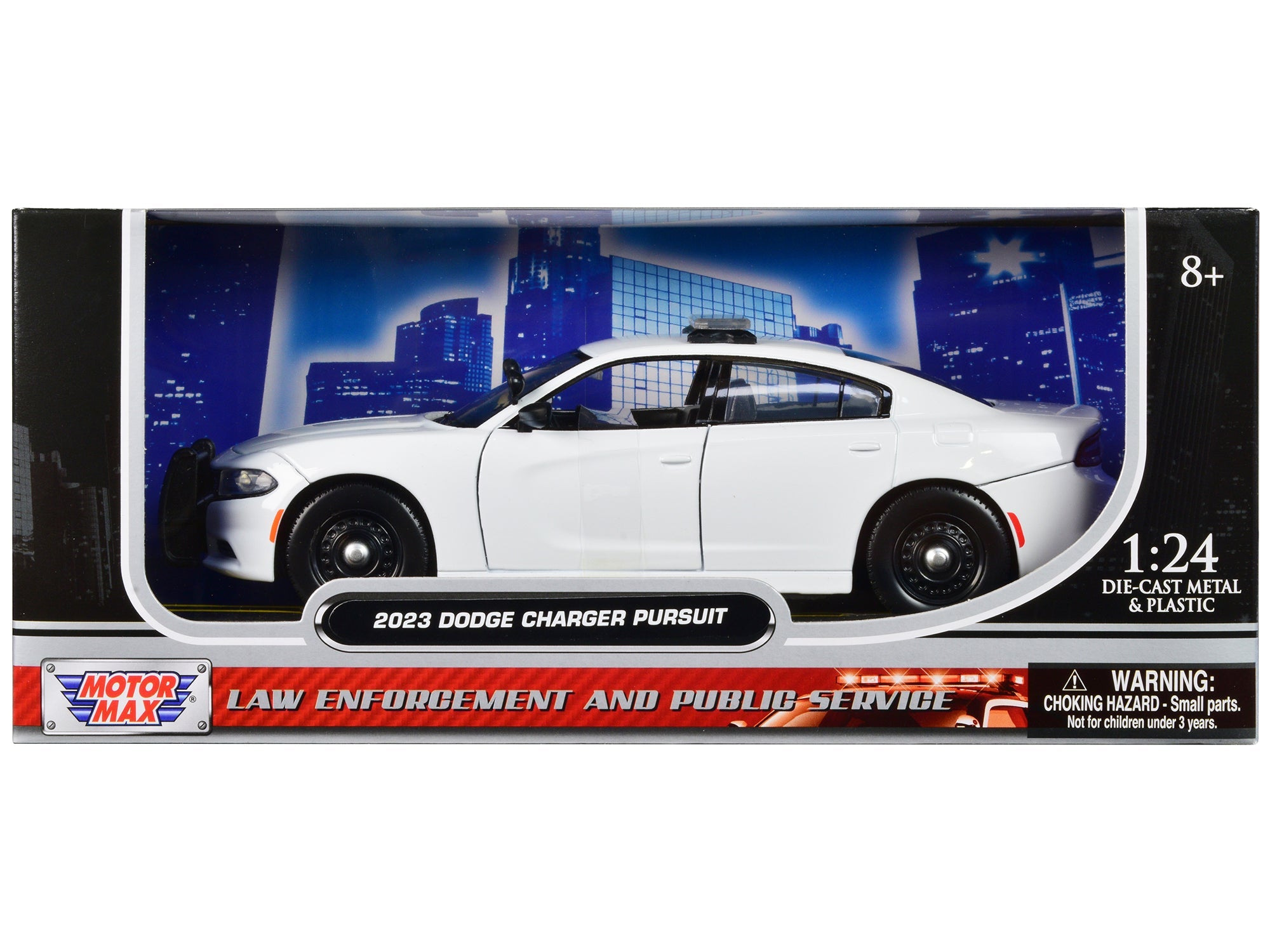 2023 Dodge Charger Pursuit Police Car Plain White "Law Enforcement and Public Service" Series 1/24 Diecast Model Car by Motormax free shipping USA - Rapid Vehicles
