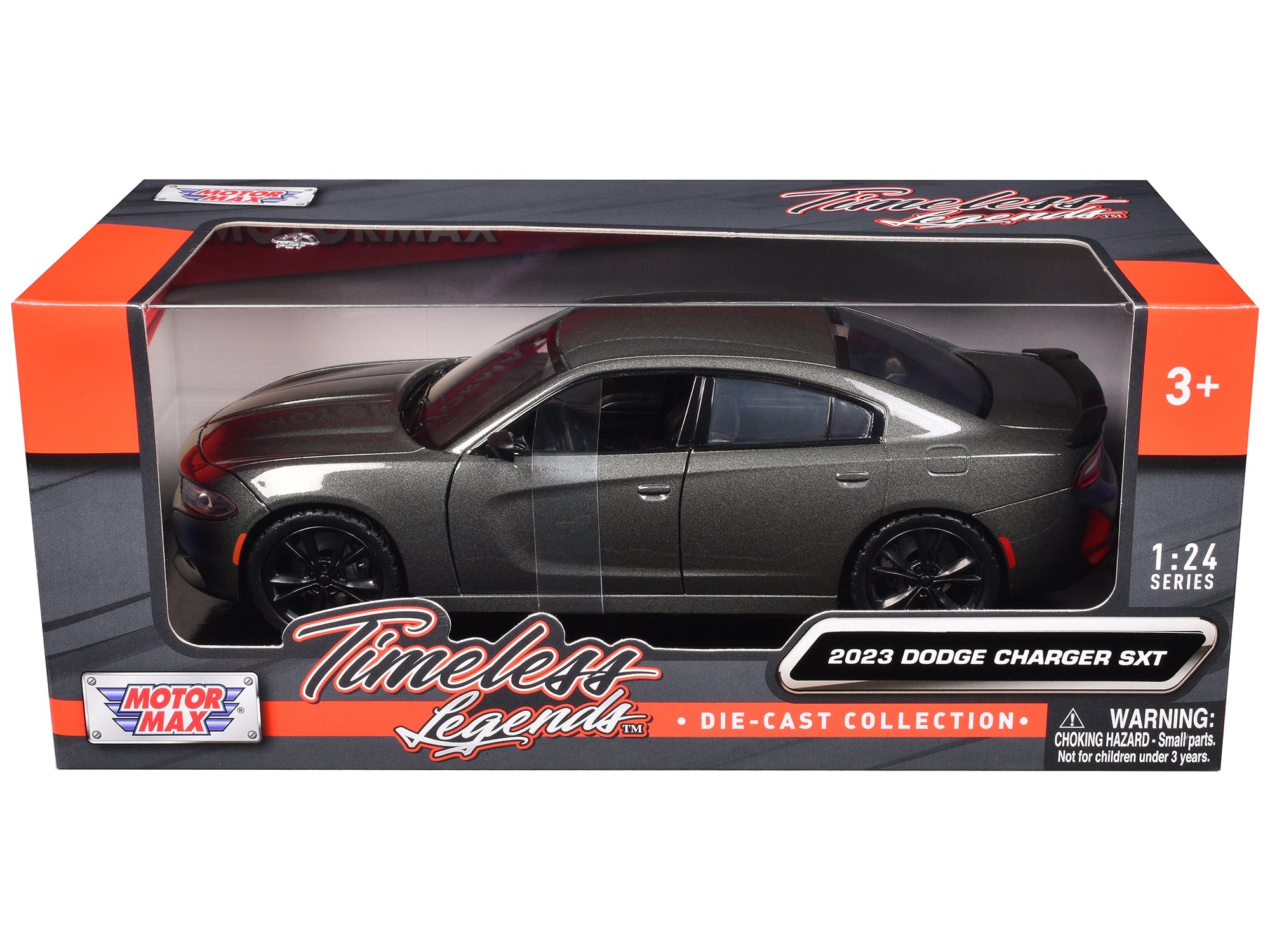 2023 Dodge Charger SXT Gray Metallic "Timeless Legends" Series 1/24 Diecast Model Car by Motormax free shipping USA - Rapid Vehicles