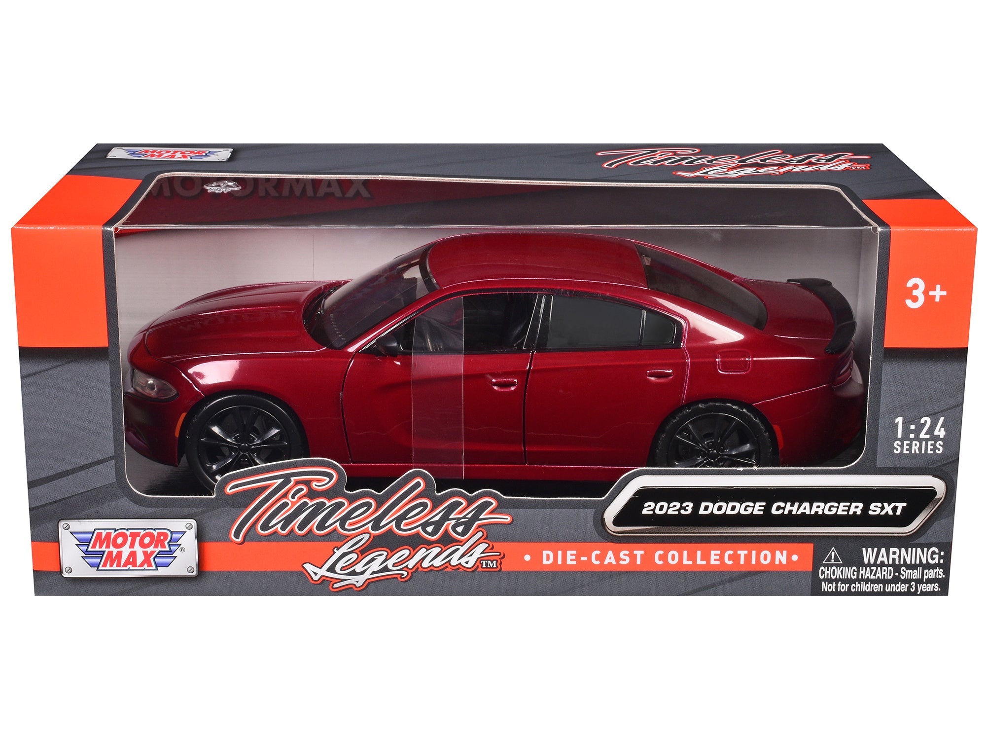 2023 Dodge Charger SXT Red Metallic "Timeless Legends" Series 1/24 Diecast Model Car by Motormax free shipping USA - Rapid Vehicles