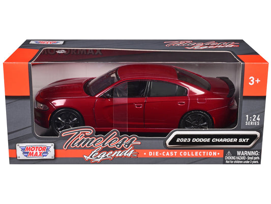 2023 Dodge Charger SXT Red Metallic "Timeless Legends" Series 1/24 Diecast Model Car by Motormax free shipping USA - Rapid Vehicles
