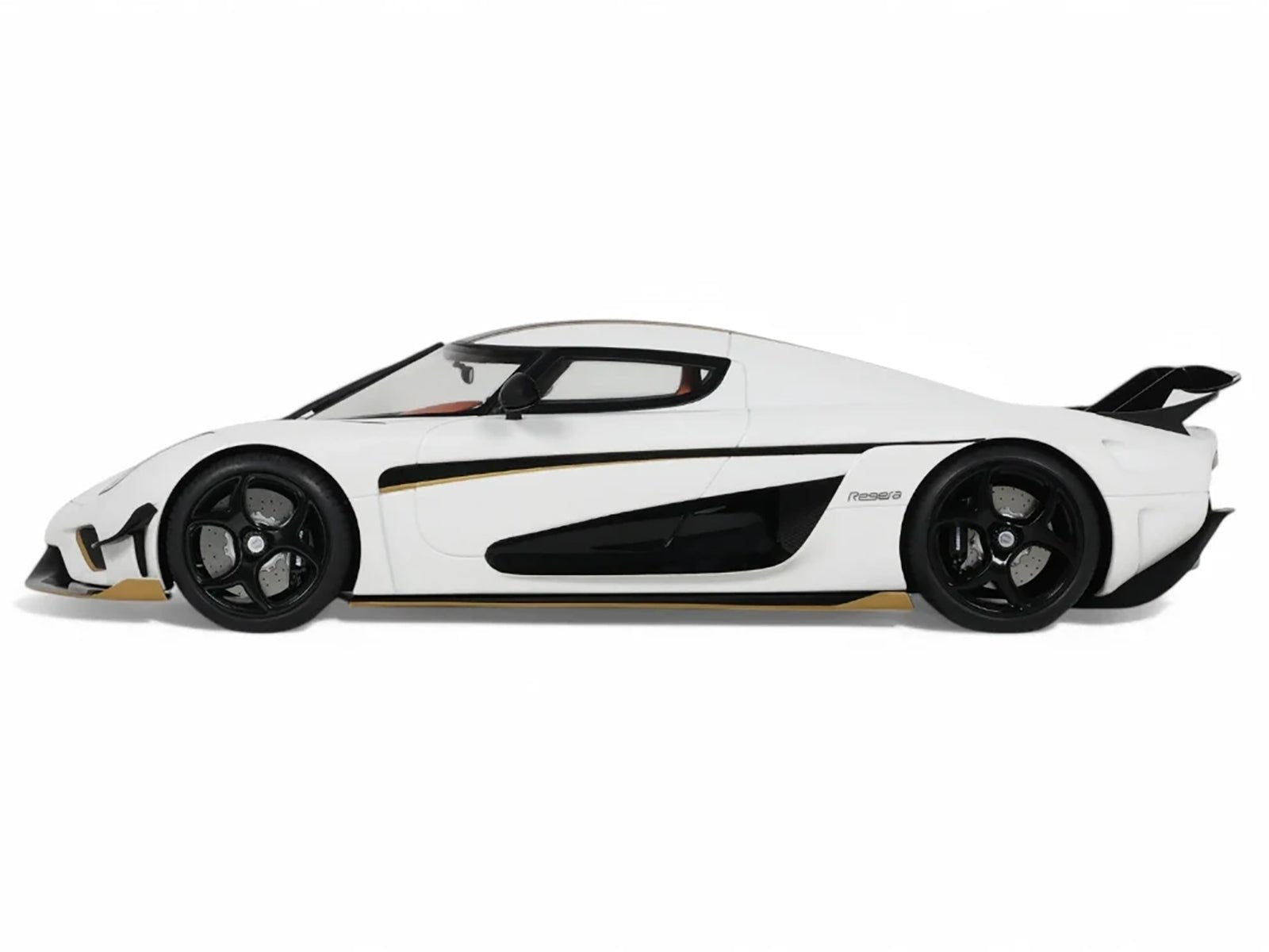 2023 Koenigsegg Regera White with Black Stripes 1/18 Model Car by GT Spirit - Rapid Vehicles