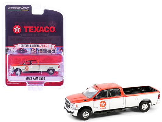 2023 Ram 2500 Pickup Truck "Texaco" Orange and White "Texaco Special Edition" Series 1 1/64 Diecast Model Car by Greenlight free shipping USA - Rapid Vehicles