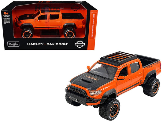 2023 Toyota Tacoma TRD Pro Pickup Truck "Harley Davidson" Orange and Black with Roof Rack "H - D Custom" Series 1/24 Diecast Model Car by Maisto free shipping USA - Rapid Vehicles