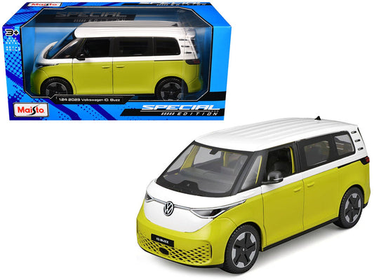 2023 Volkswagen ID. Buzz Van Yellow and White "Special Edition" Series 1/24 Diecast Model Car by Maisto free shipping USA - Rapid Vehicles