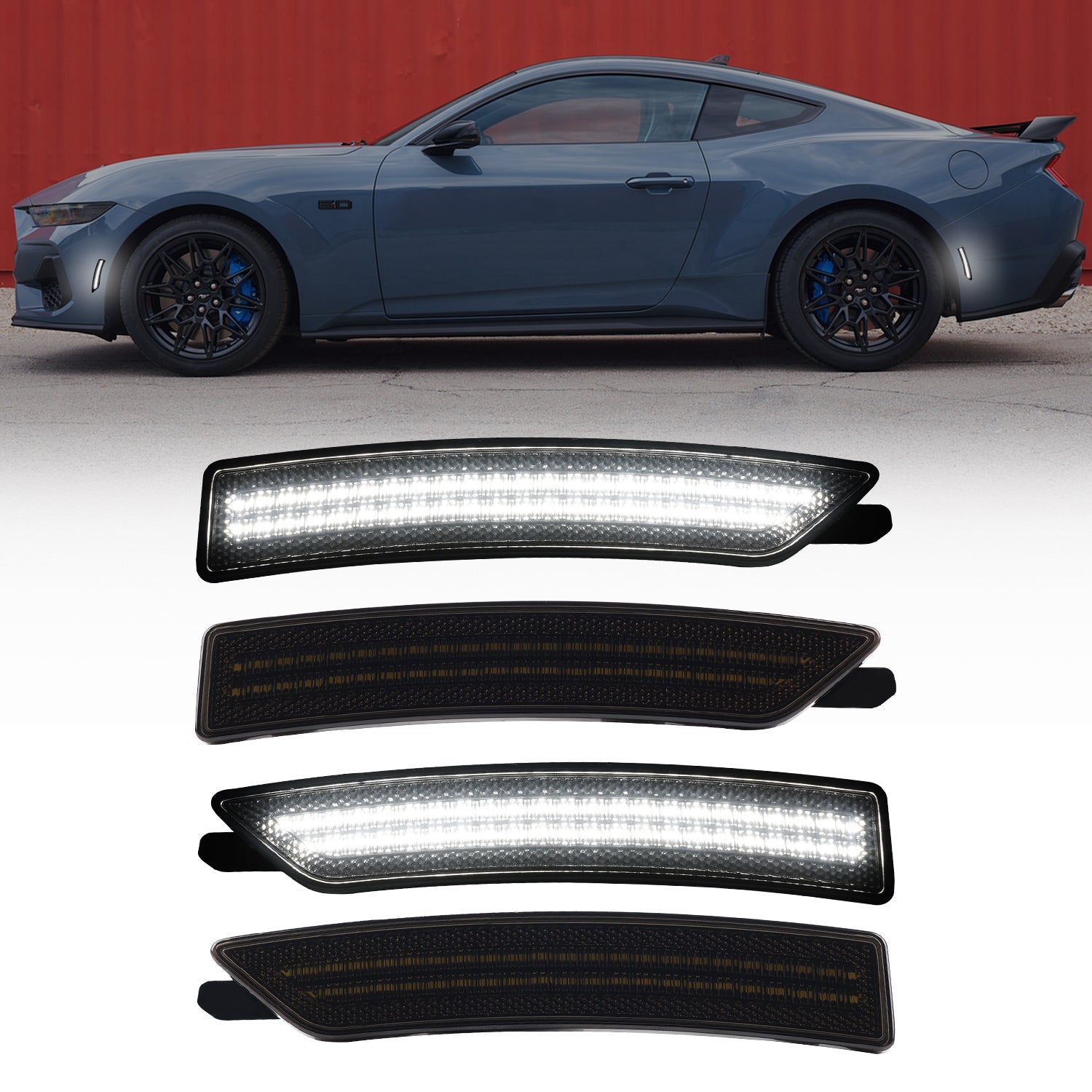 2024-2026 Ford Mustang S650 Smoke White LED Side Markers - Rapid Vehicles